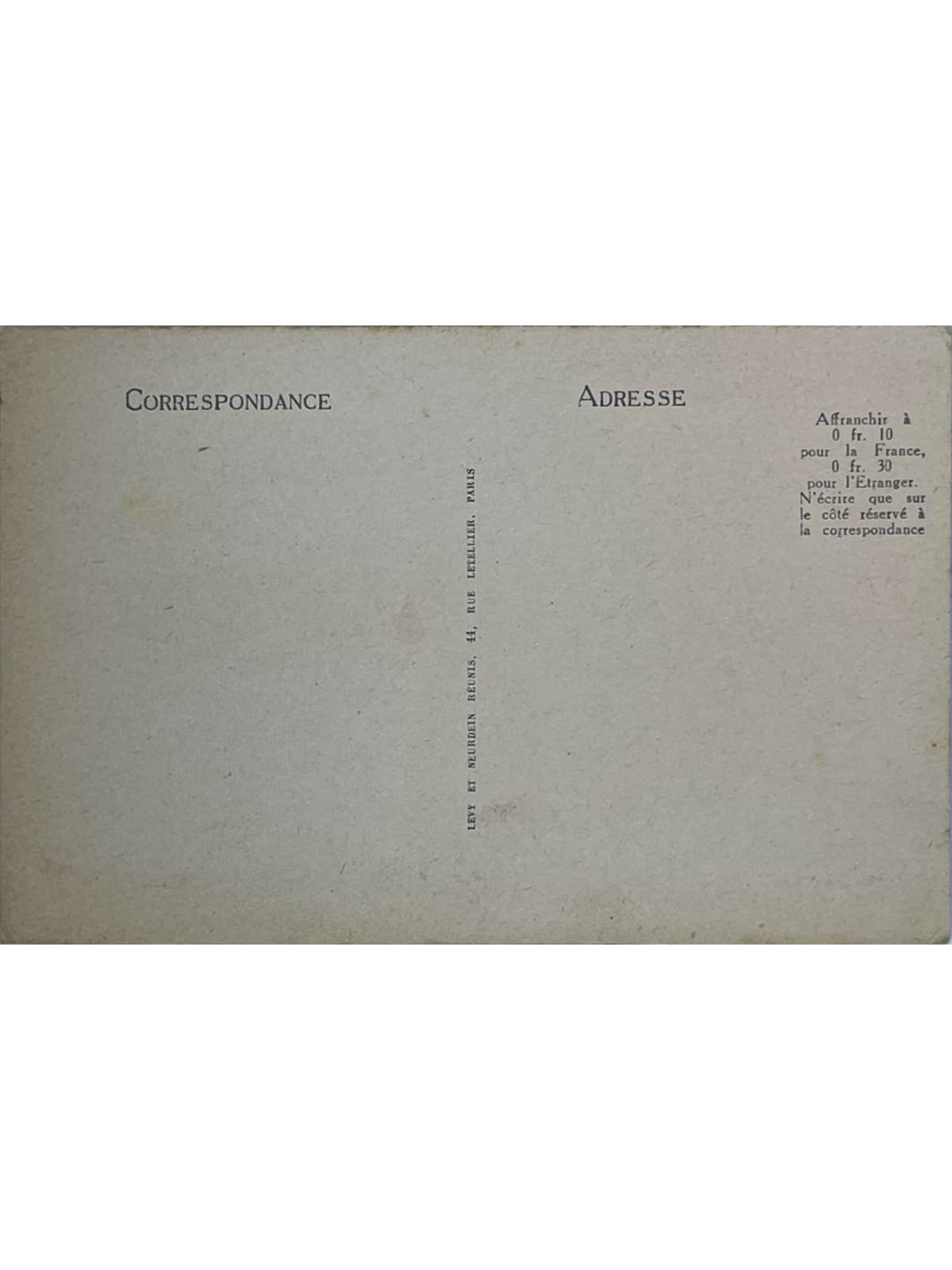 Verso de la carte postale
