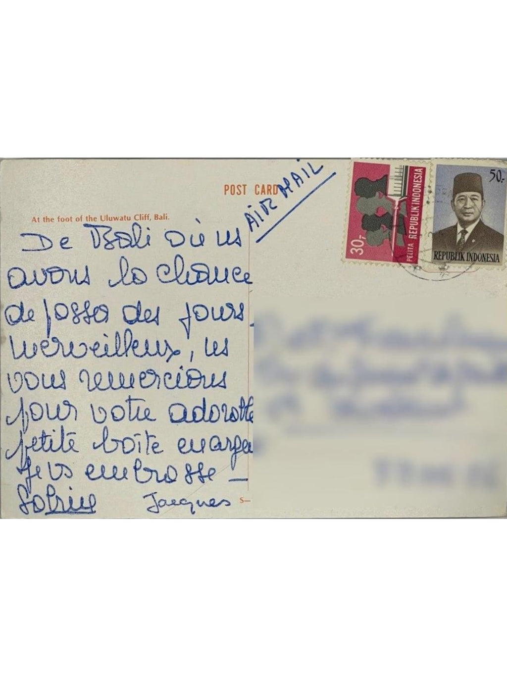 Verso de la carte postale