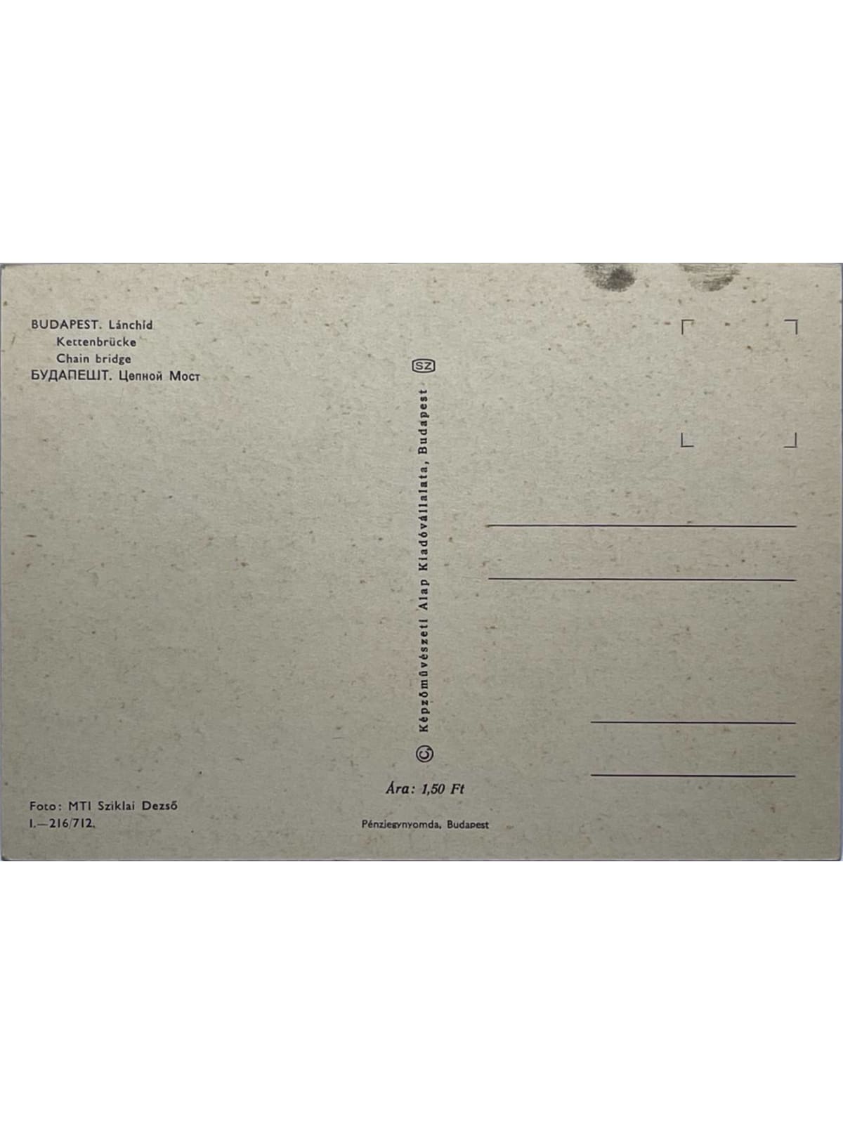 Verso de la carte postale