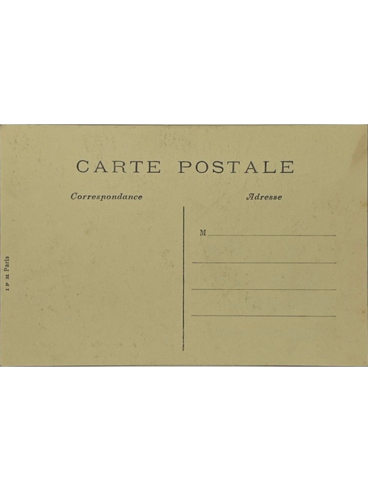 Verso de la carte postale