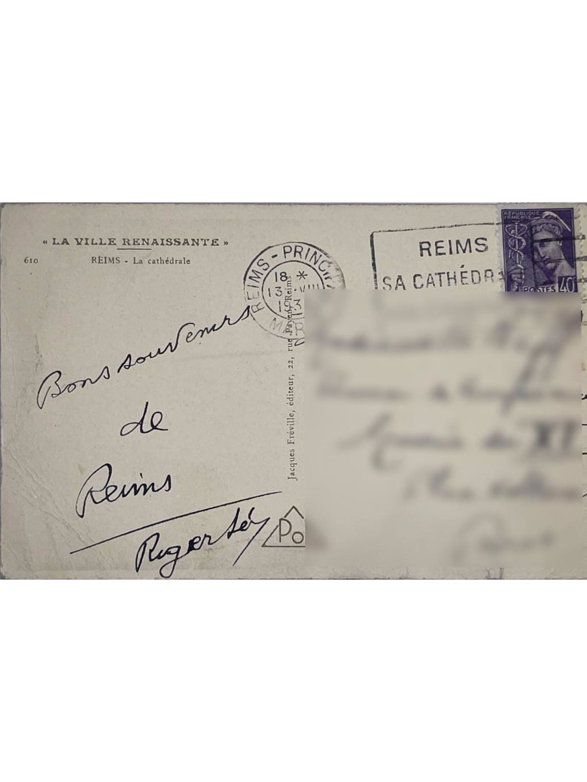 Verso de la carte postale