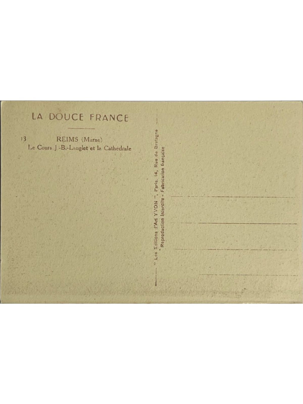 Verso de la carte postale