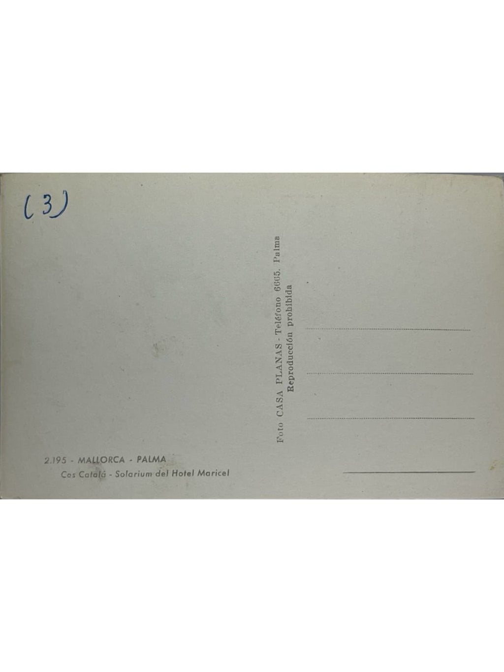 Verso de la carte postale