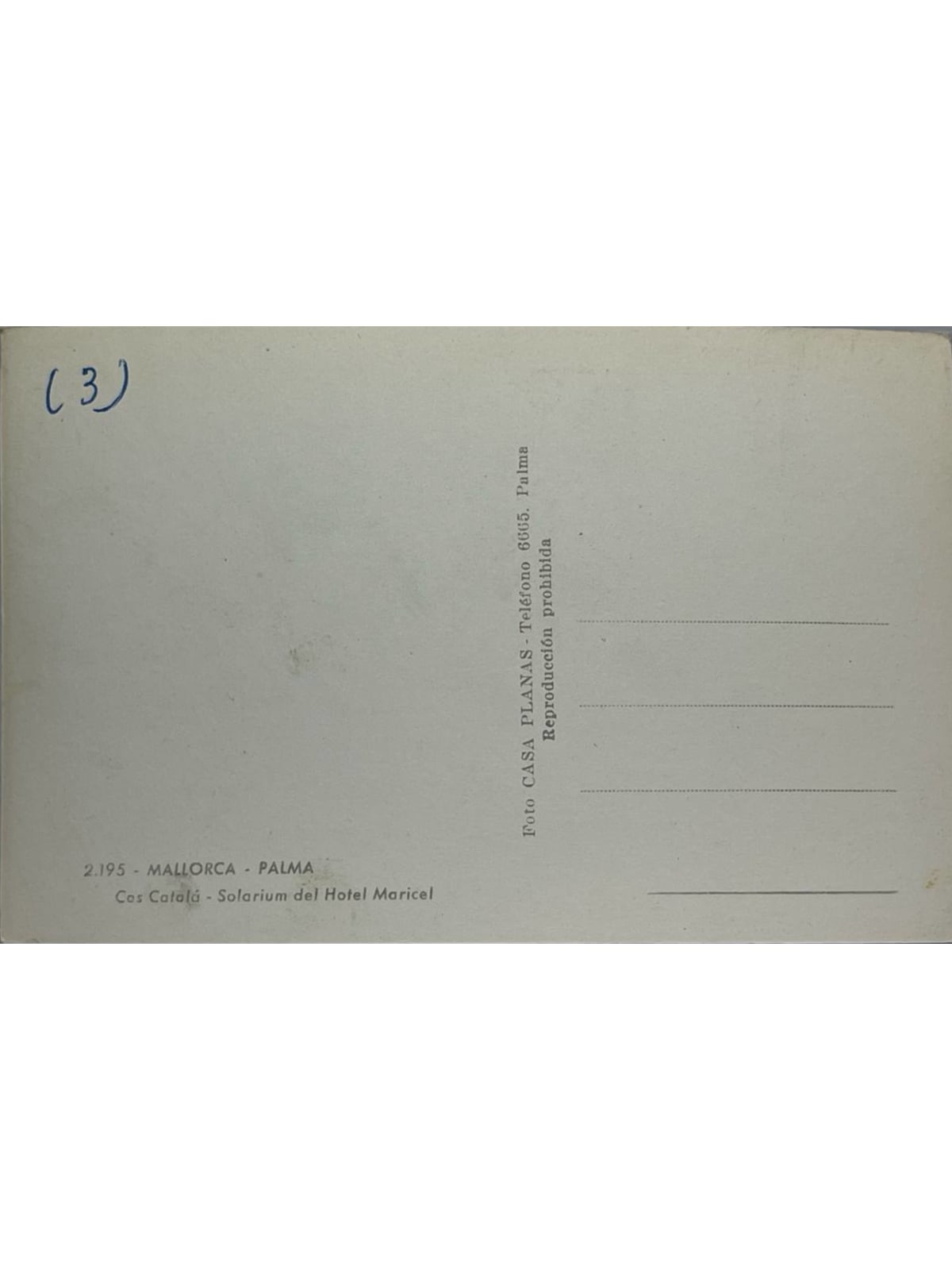 Verso de la carte postale