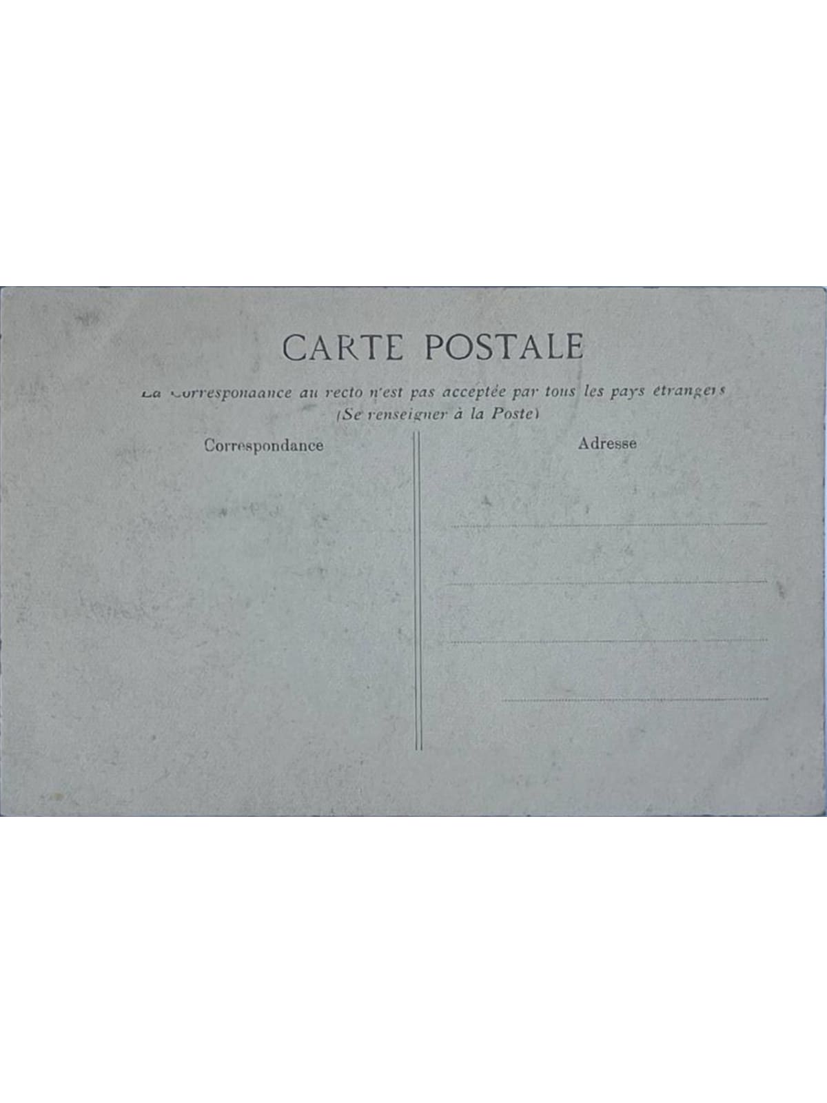 Verso de la carte postale
