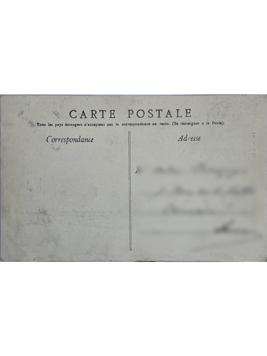 Verso de la carte postale