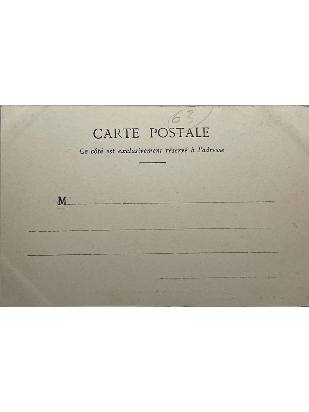 Verso de la carte postale