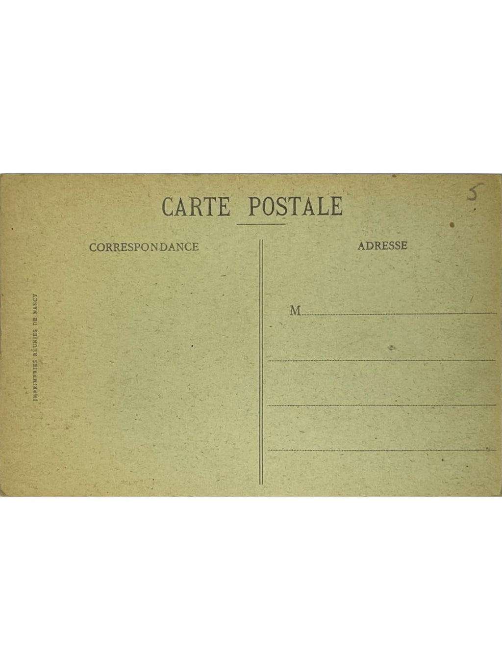 Verso de la carte postale