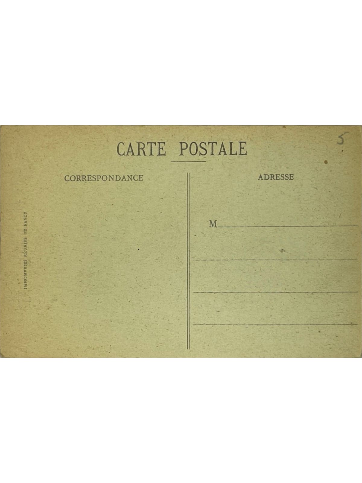 Verso de la carte postale