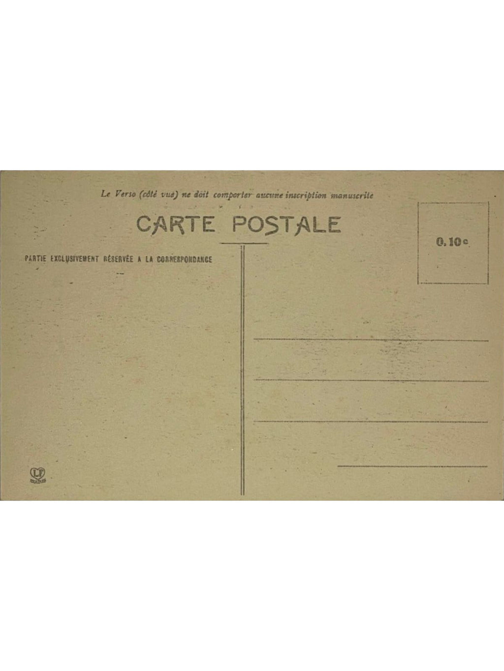 Verso de la carte postale