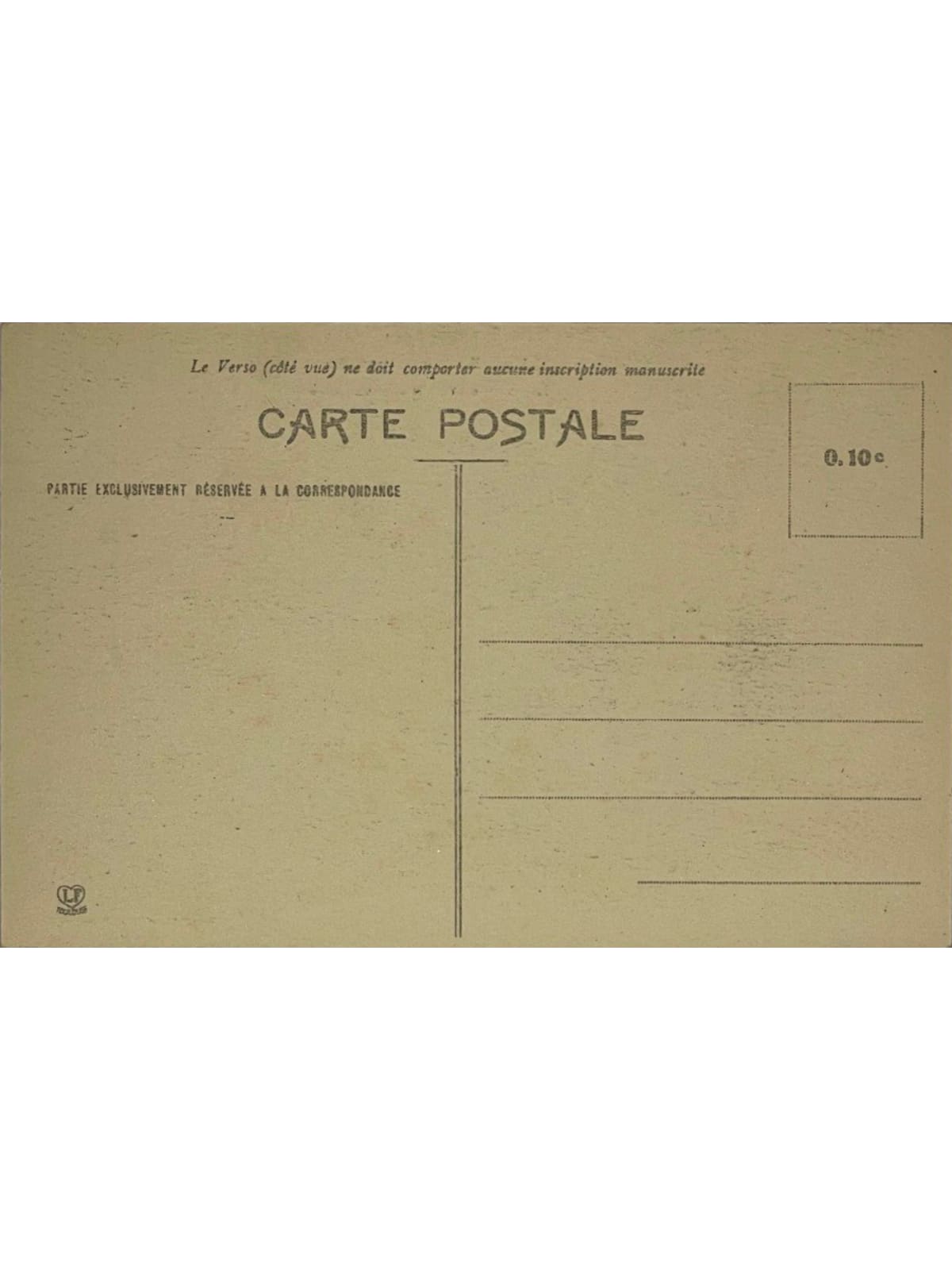 Verso de la carte postale