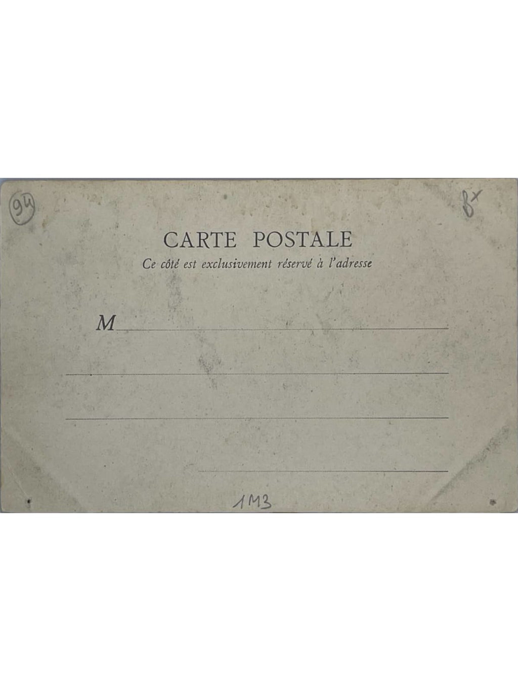 Verso de la carte postale