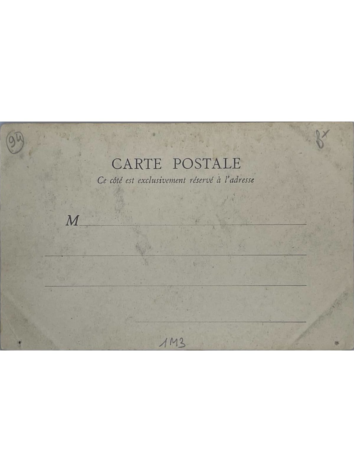 Verso de la carte postale