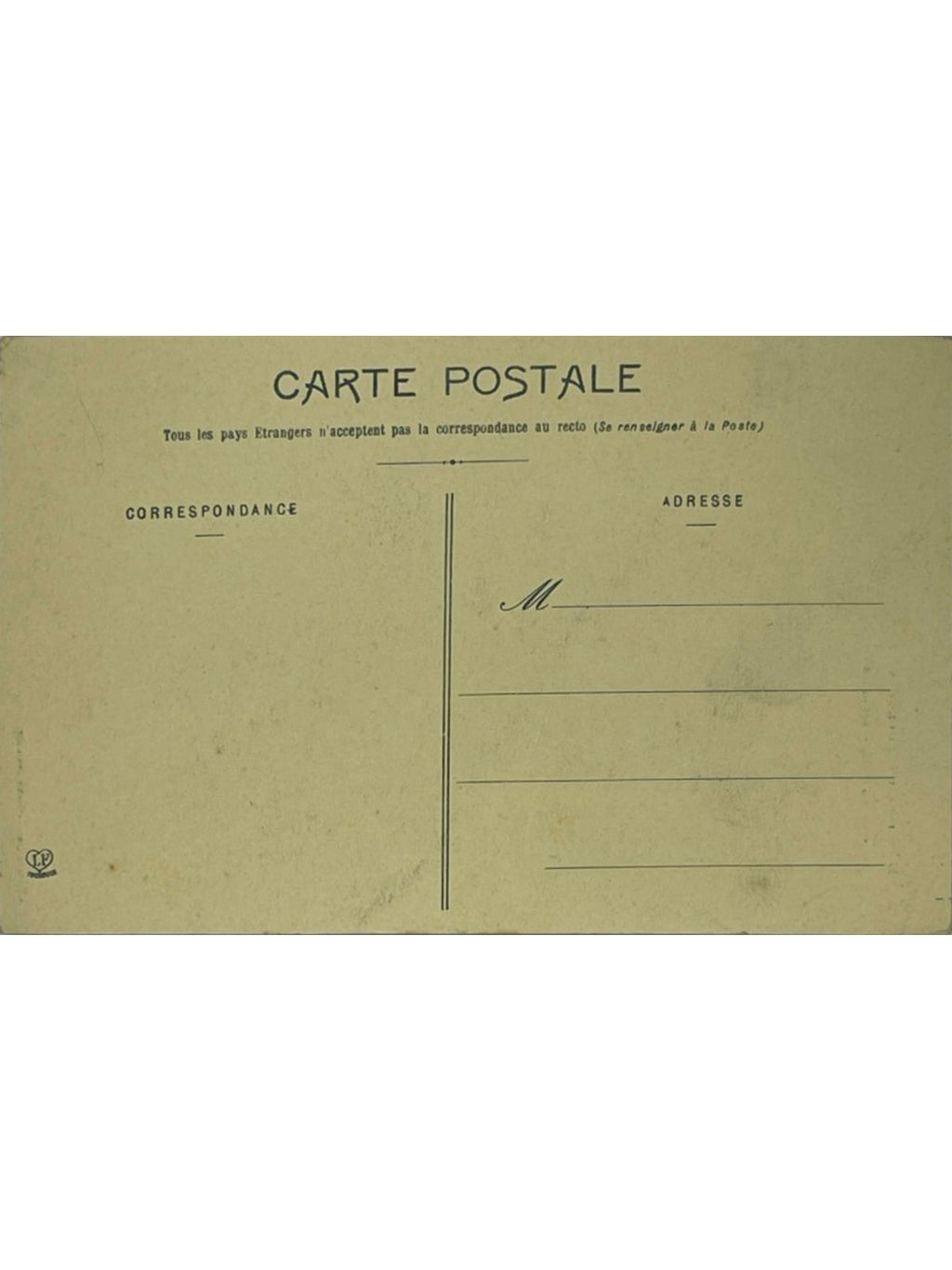 Verso de la carte postale
