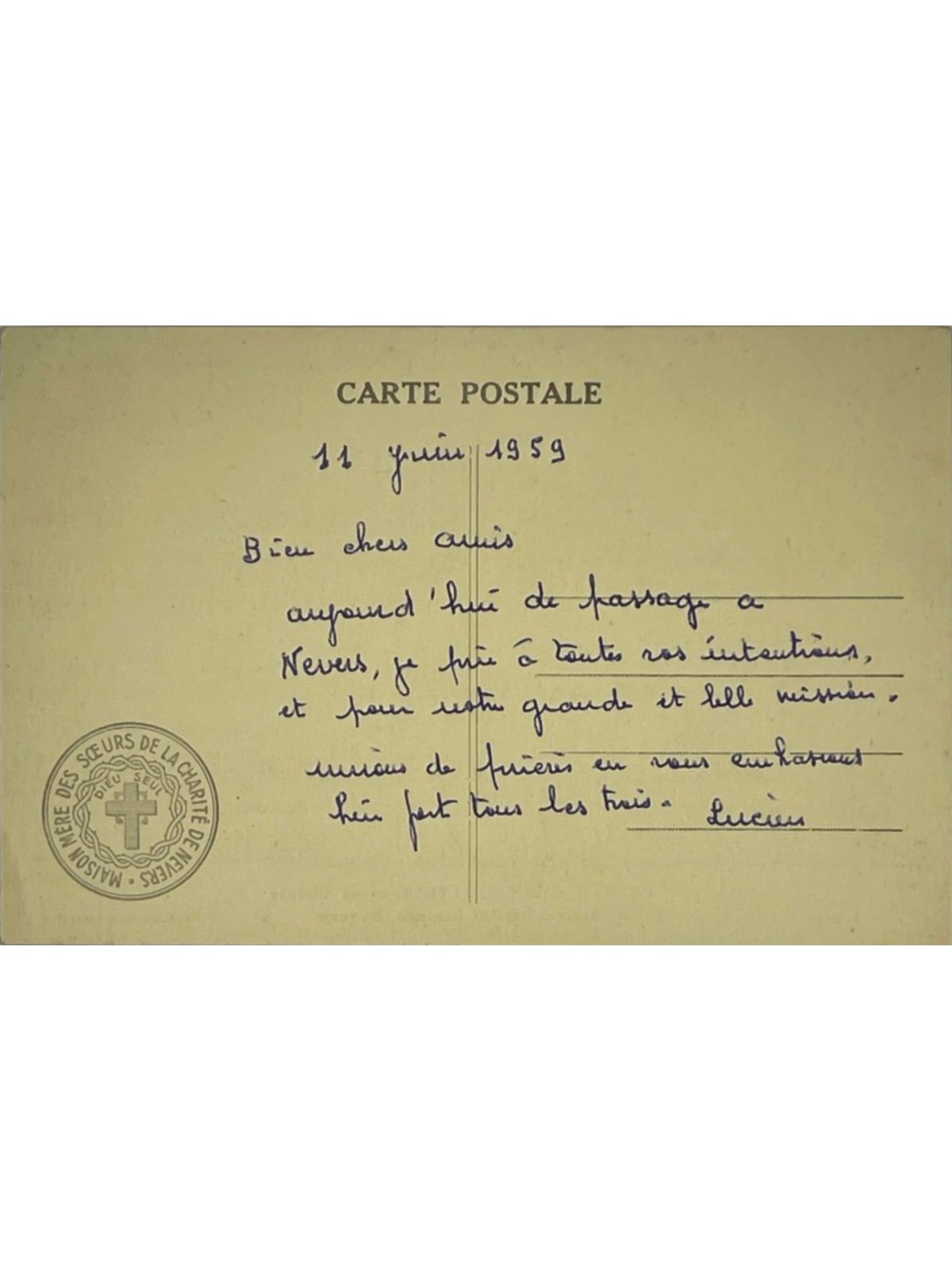 Verso de la carte postale