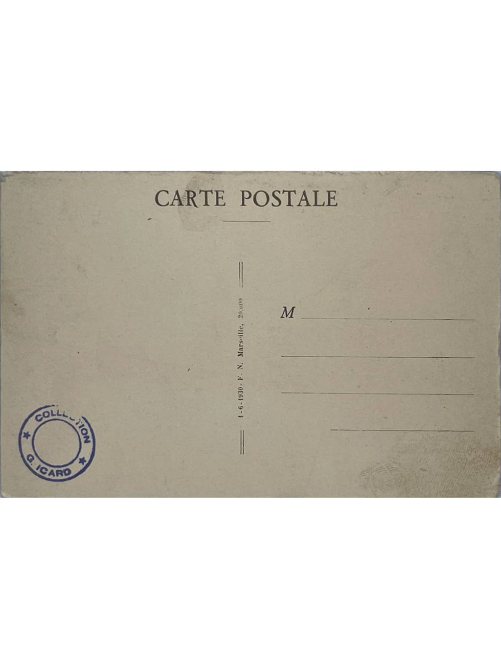 Verso de la carte postale