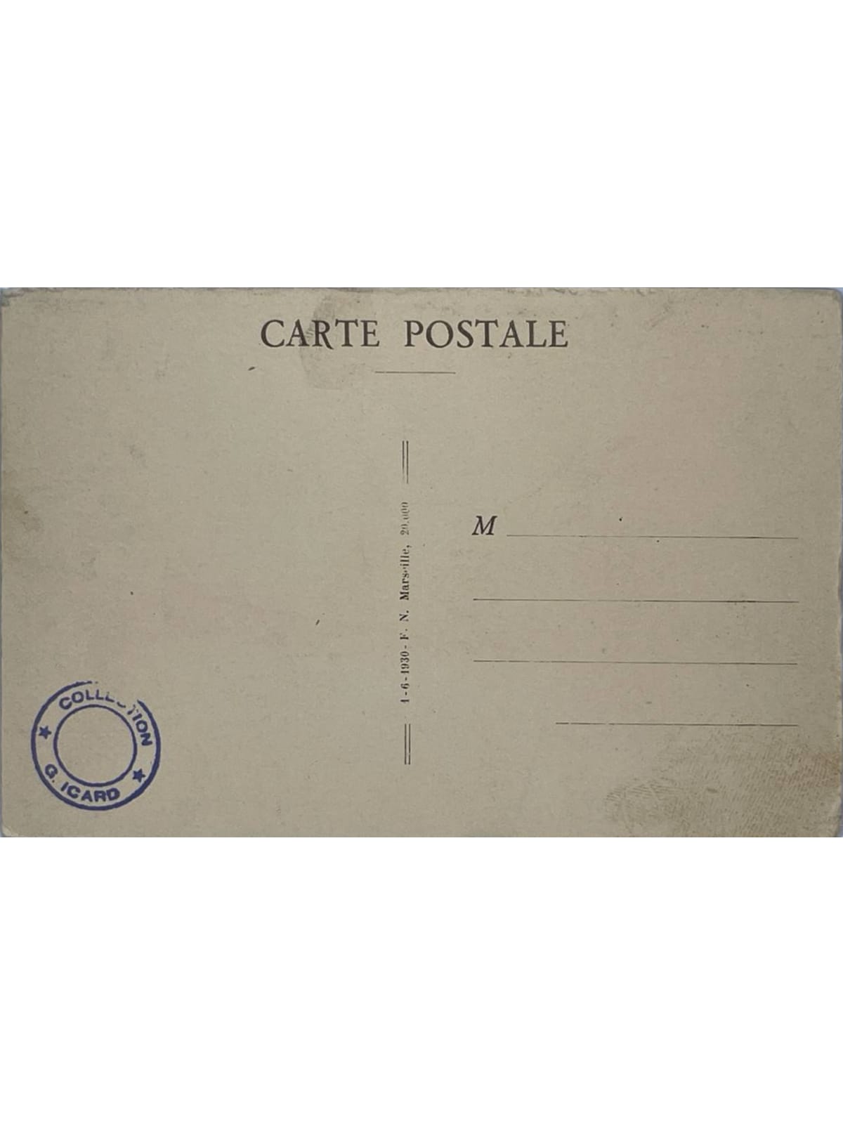 Verso de la carte postale