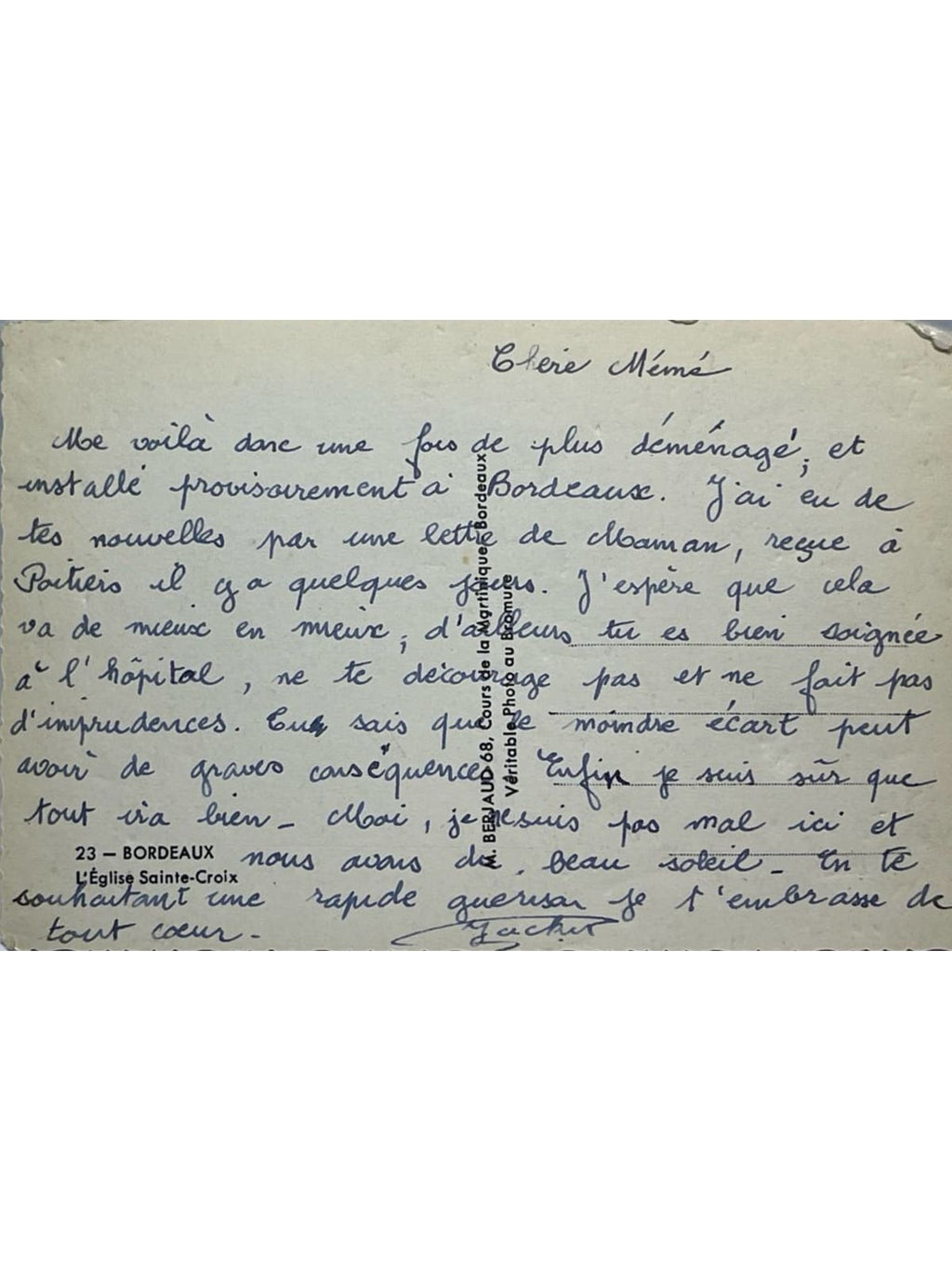 Verso de la carte postale