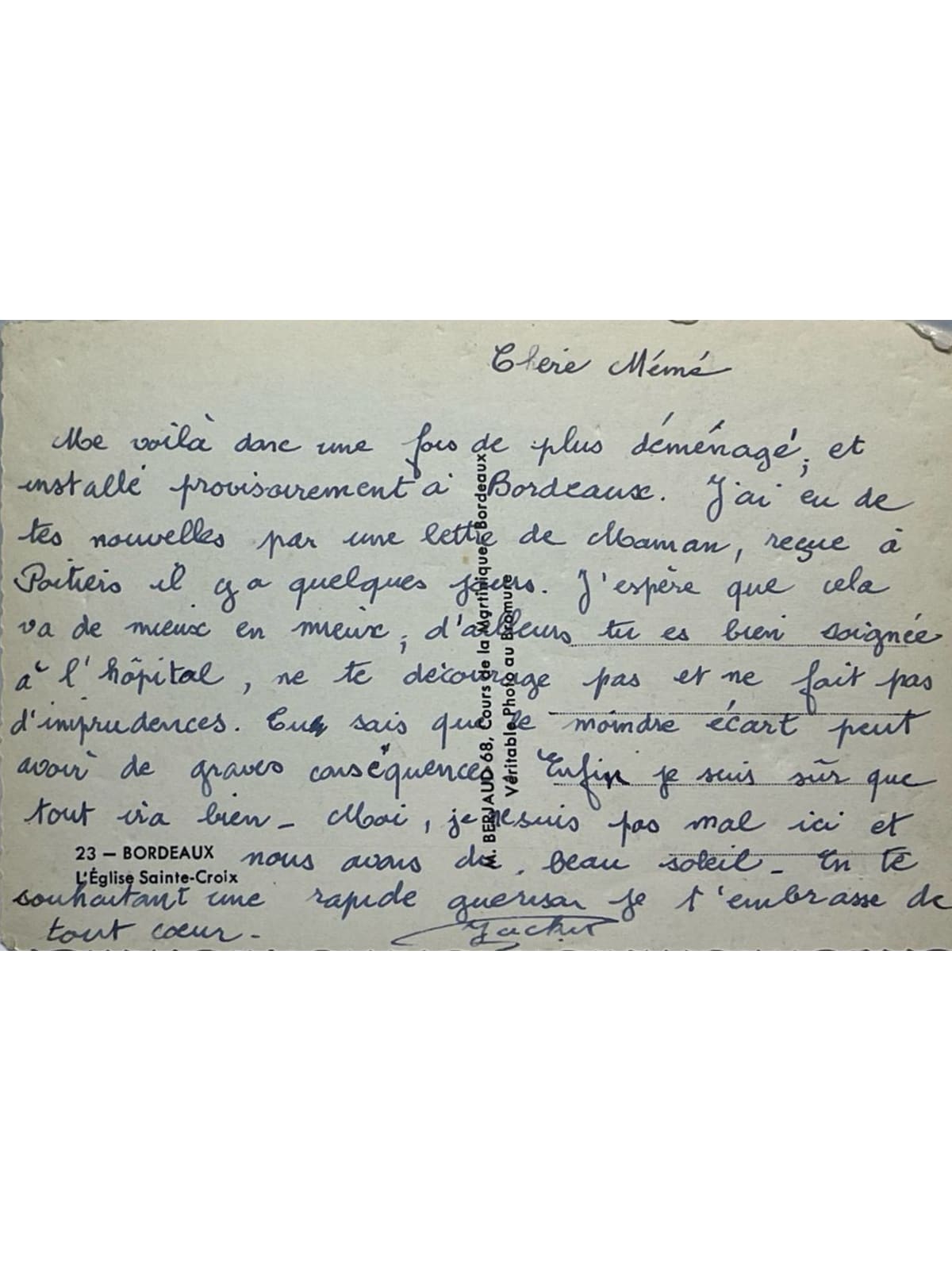Verso de la carte postale