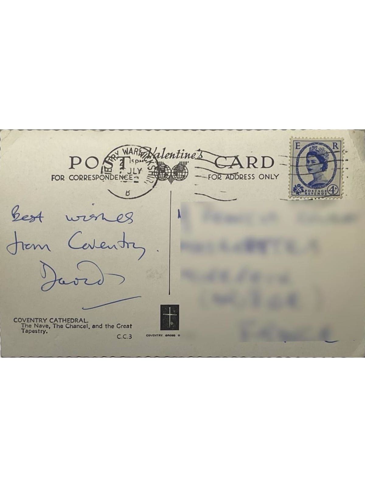 Verso de la carte postale
