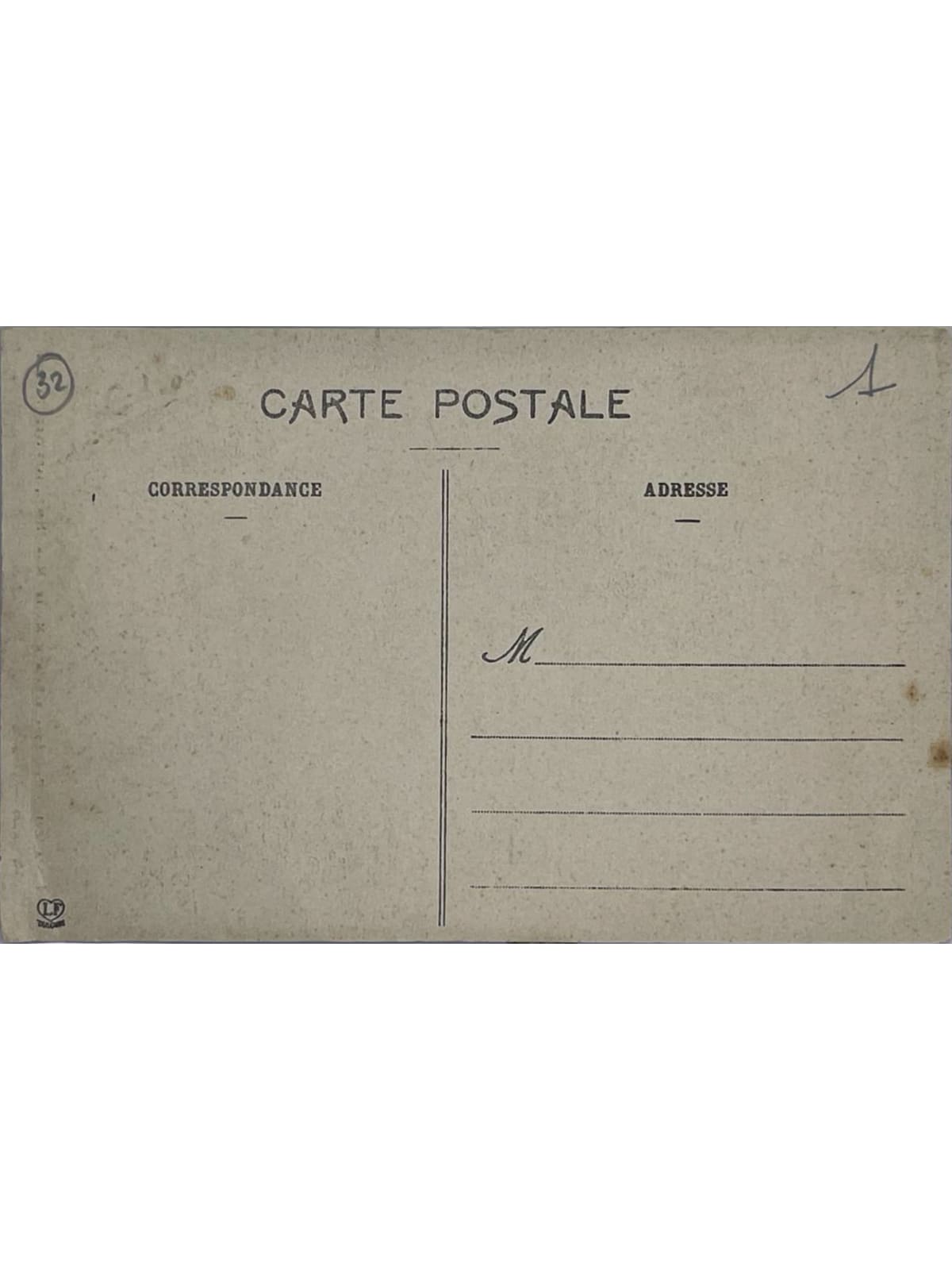 Verso de la carte postale