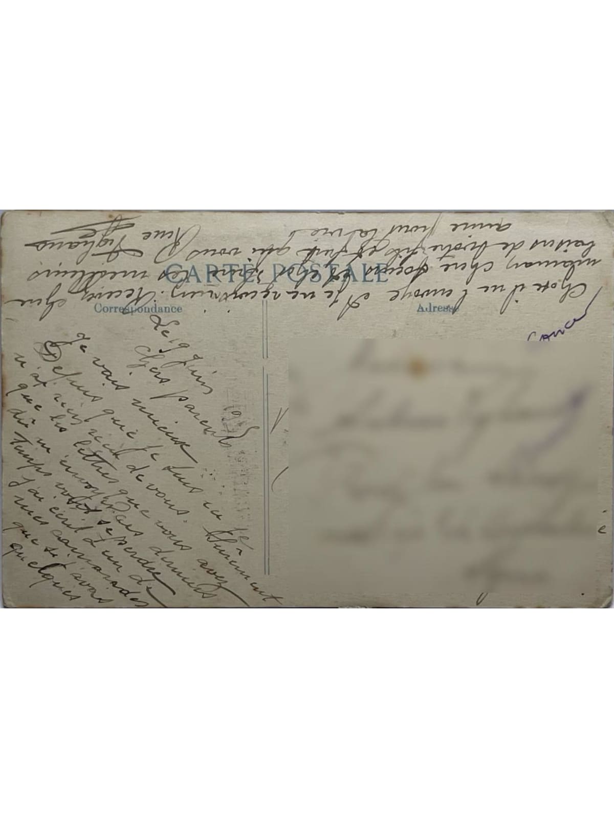 Verso de la carte postale