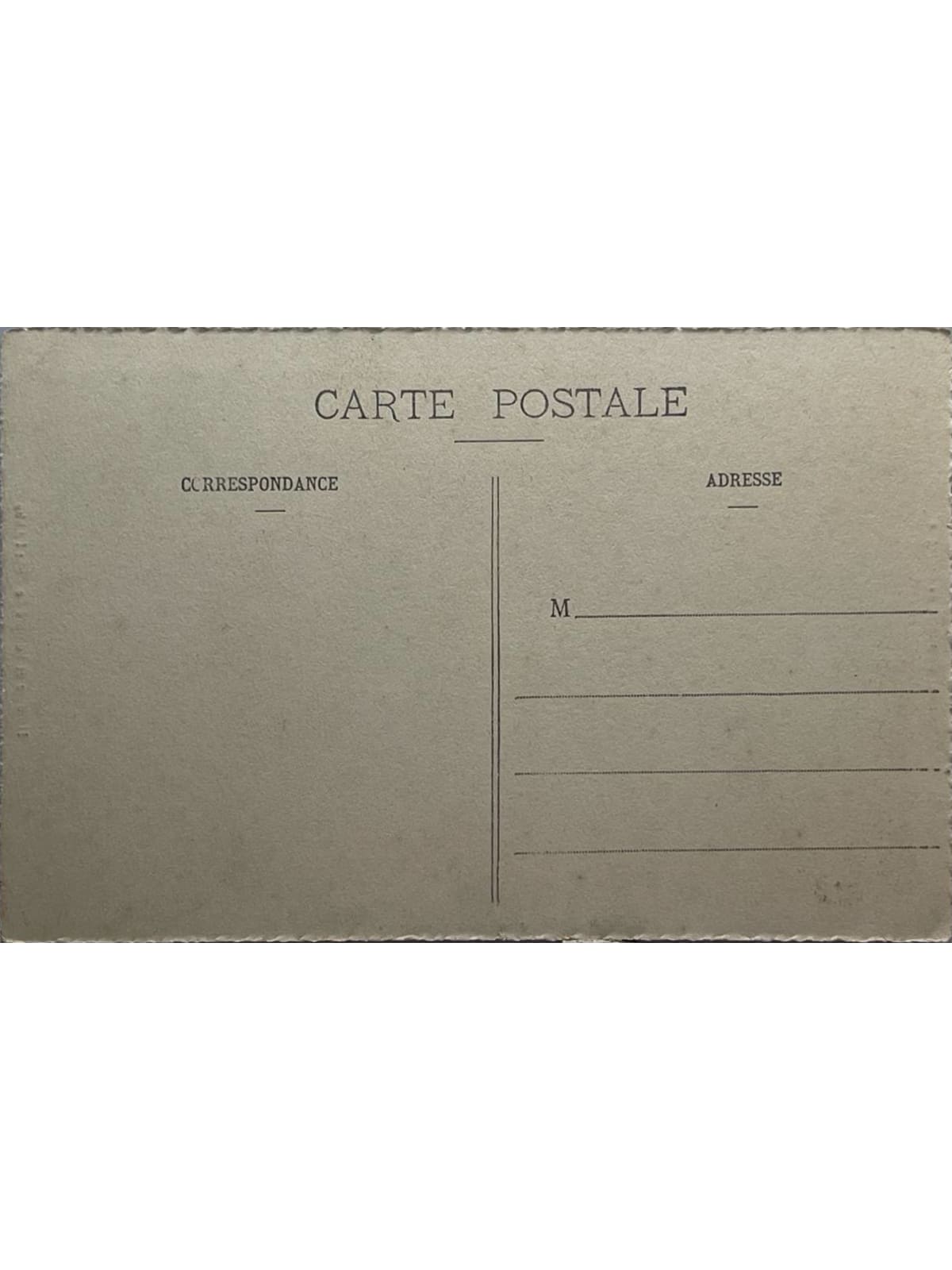 Verso de la carte postale