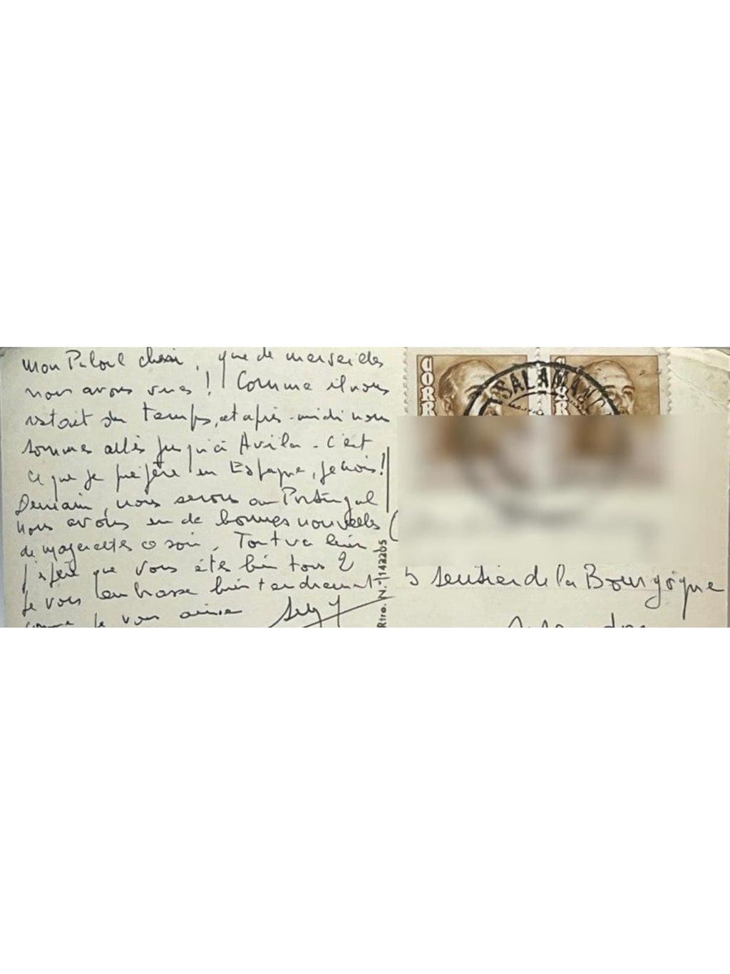 Verso de la carte postale