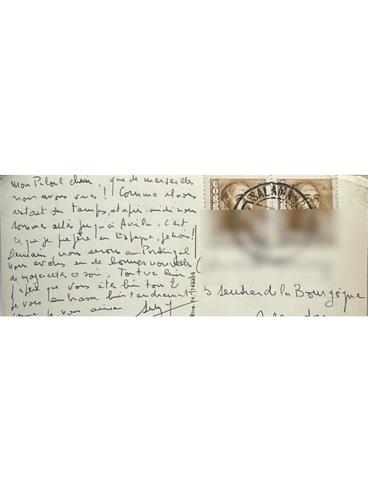 Verso de la carte postale