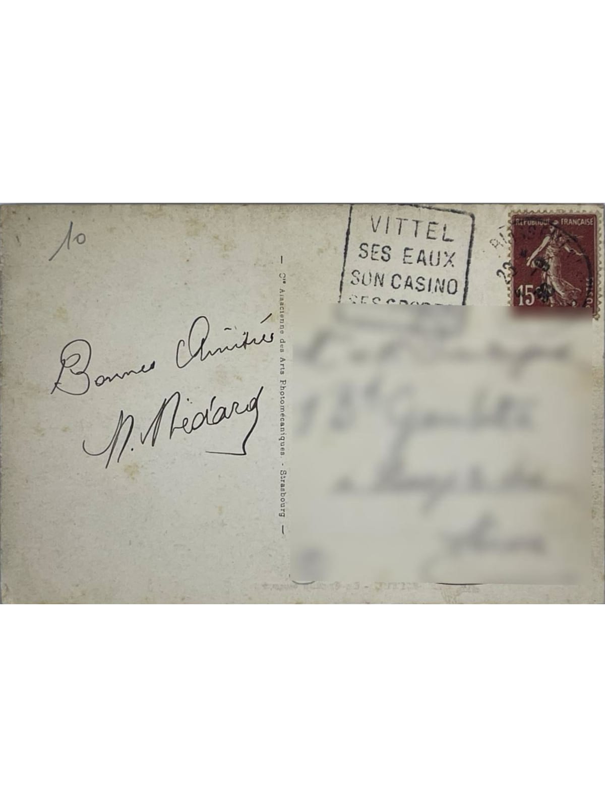 Verso de la carte postale