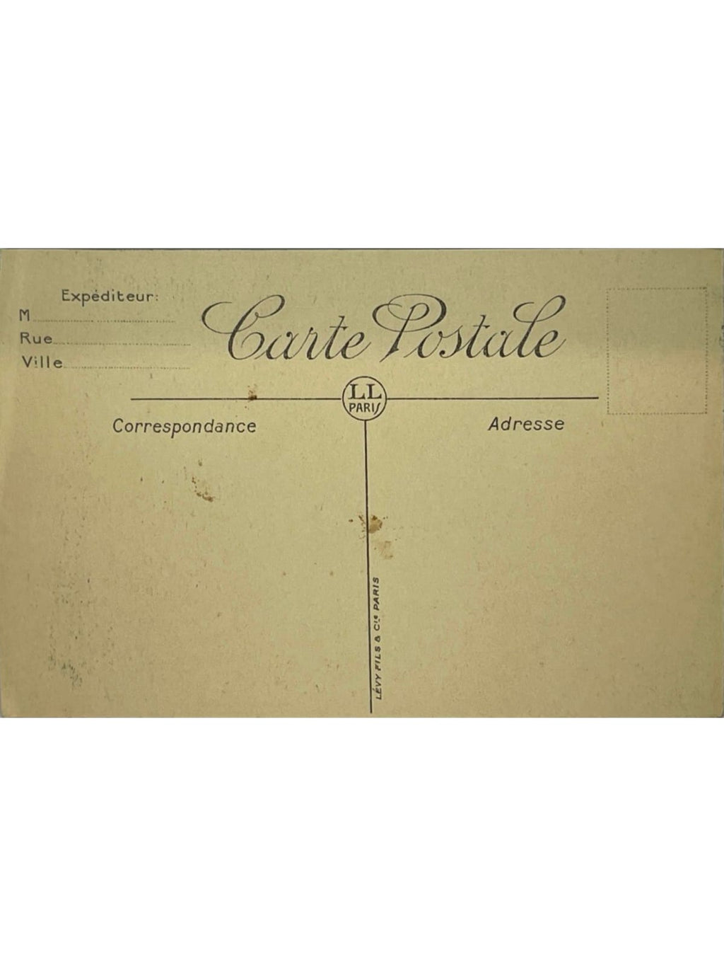 Verso de la carte postale
