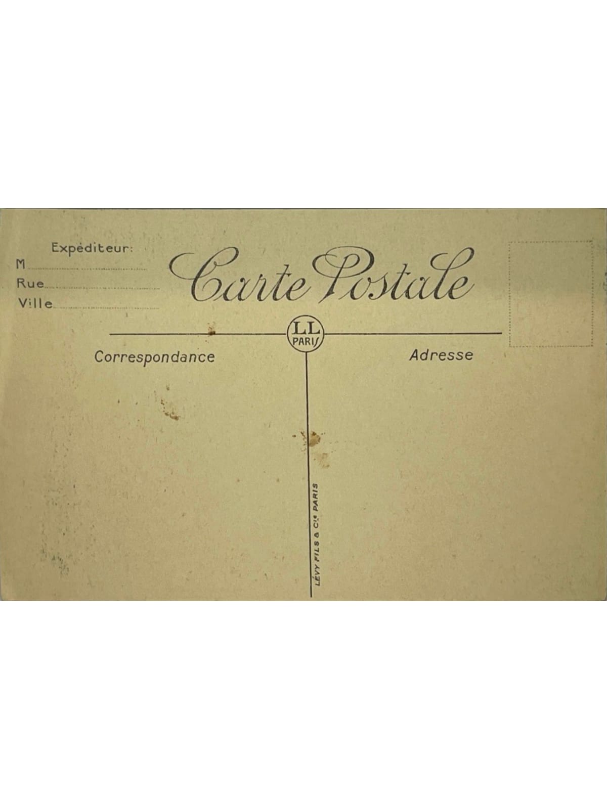 Verso de la carte postale
