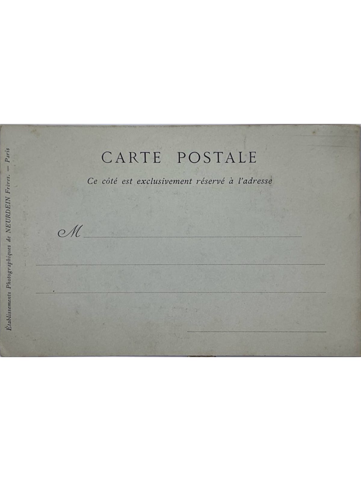 Verso de la carte postale