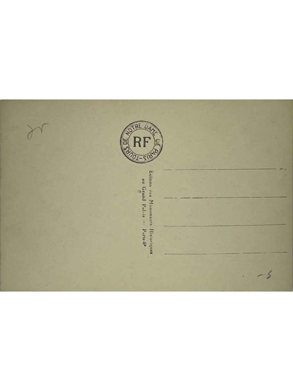 Verso de la carte postale