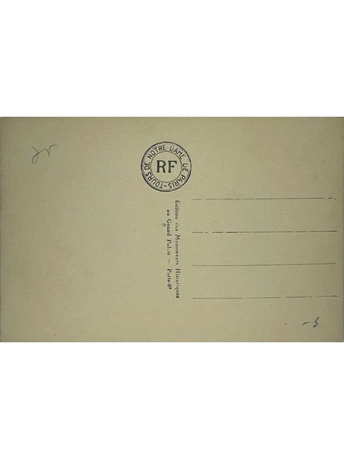 Verso de la carte postale