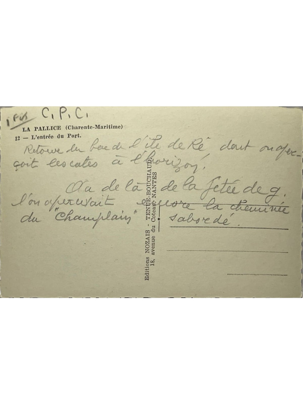 Verso de la carte postale