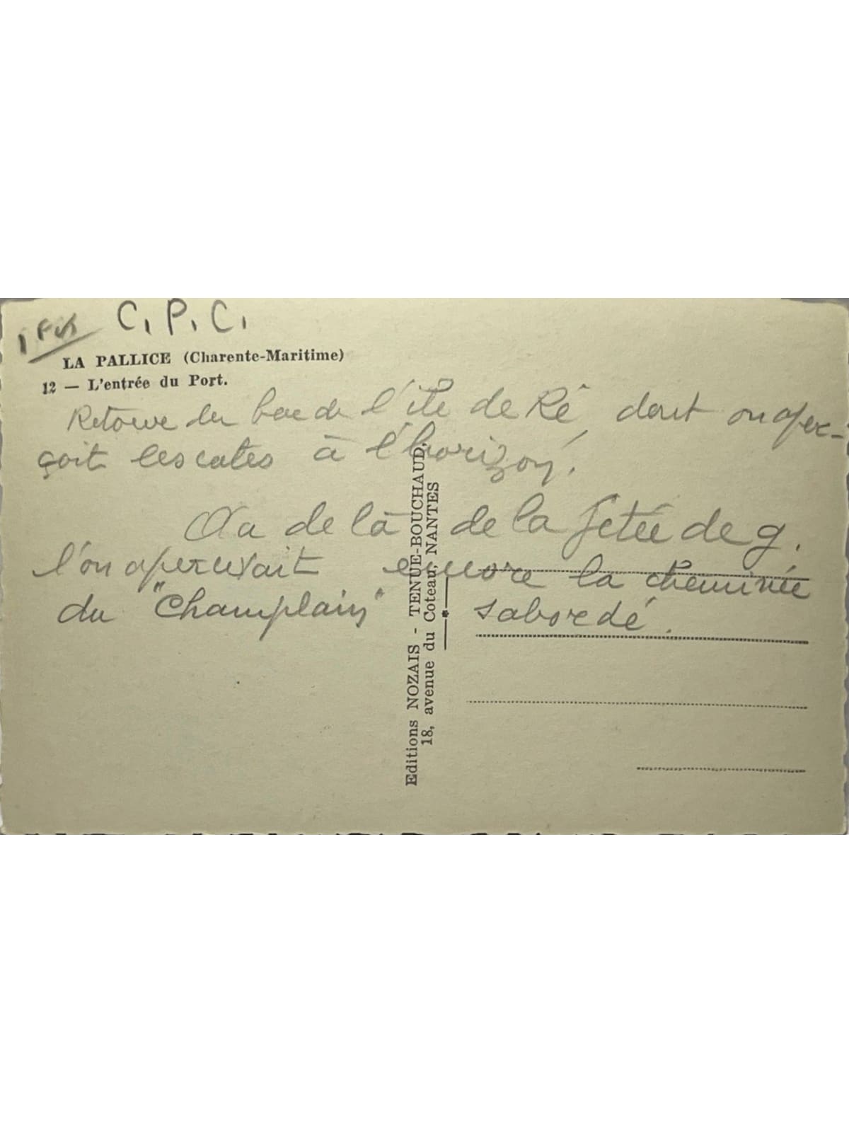 Verso de la carte postale