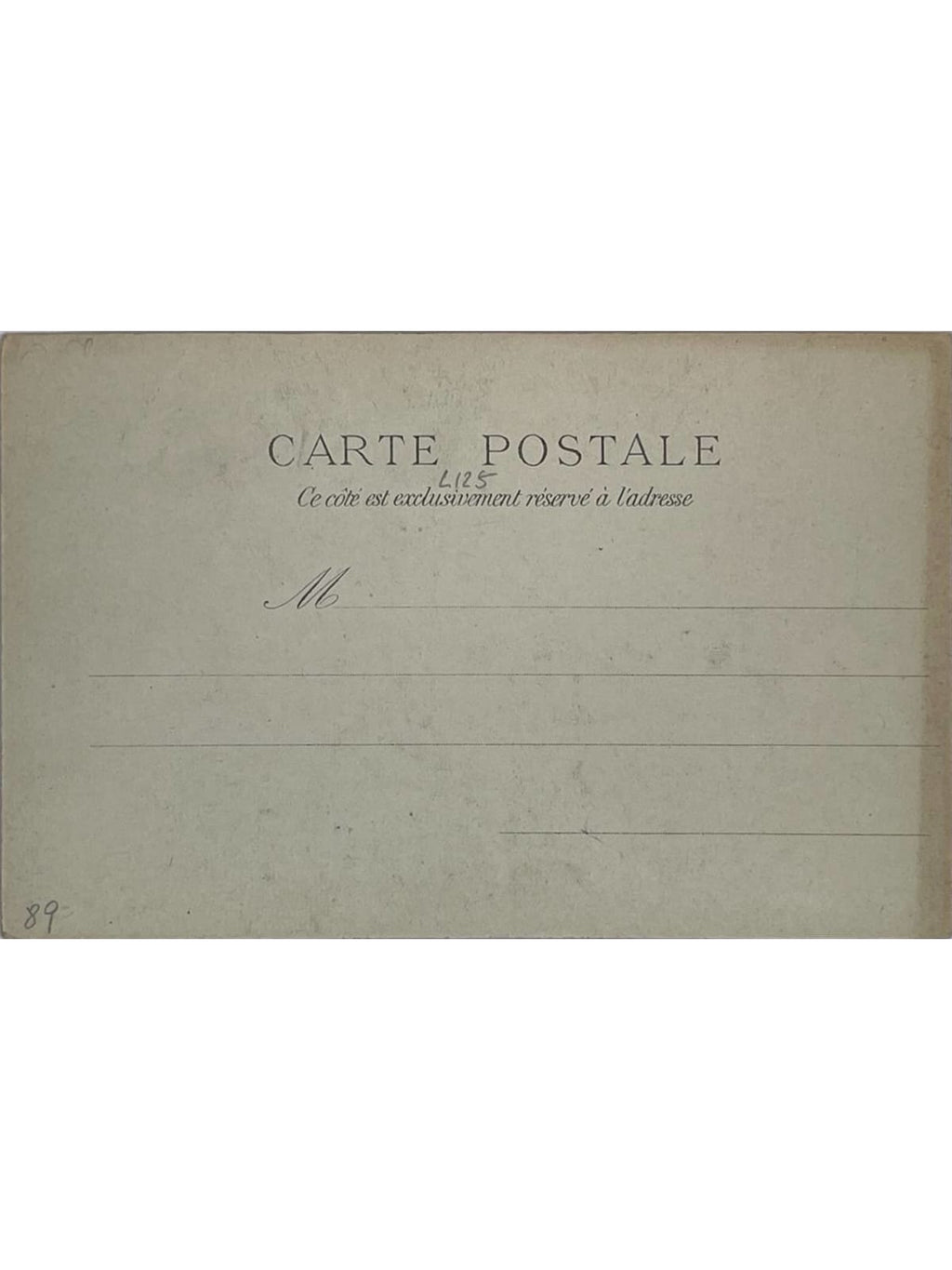Verso de la carte postale