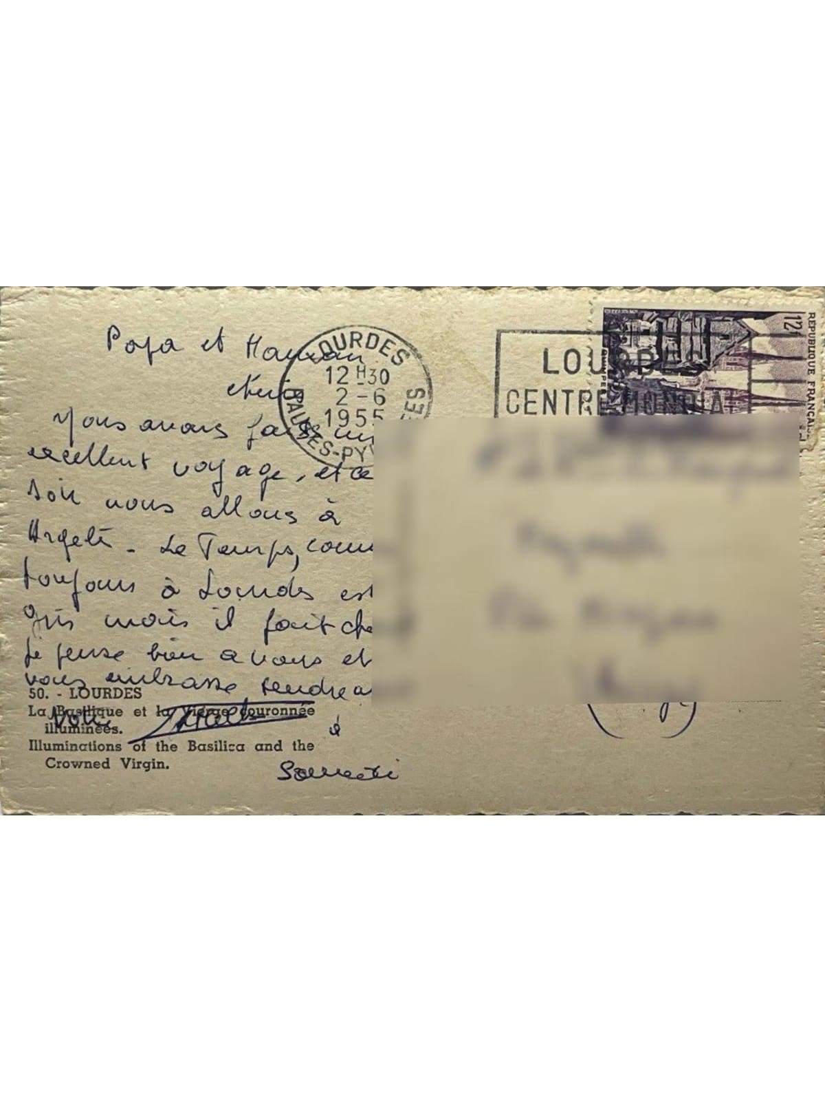 Verso de la carte postale