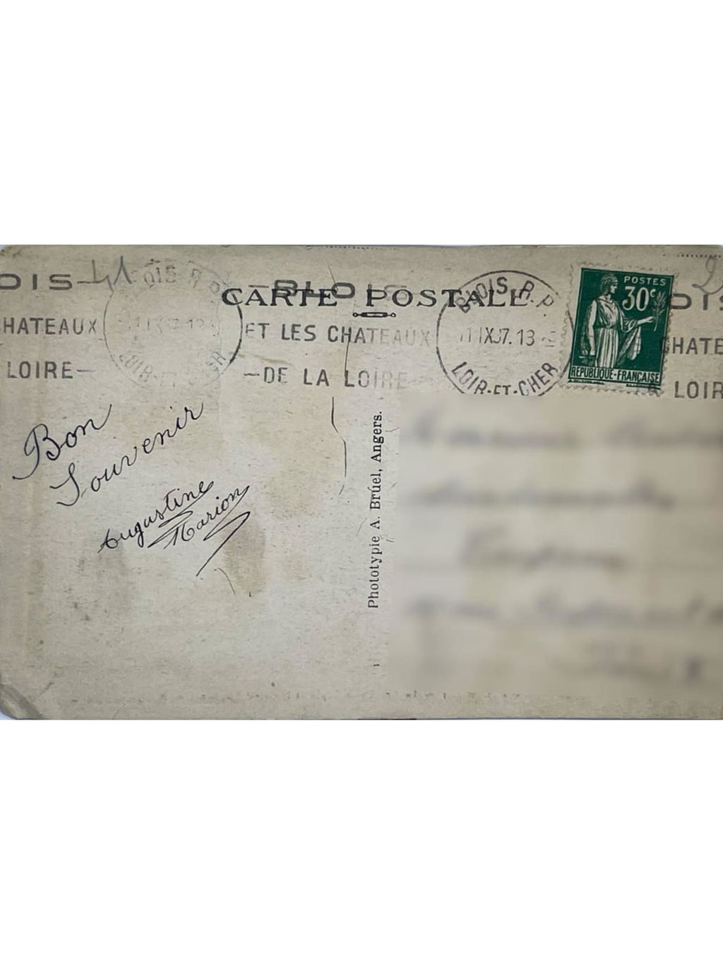 Verso de la carte postale