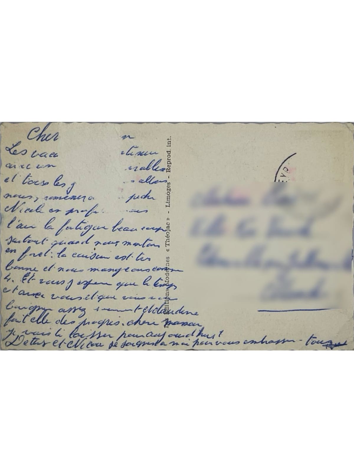 Verso de la carte postale