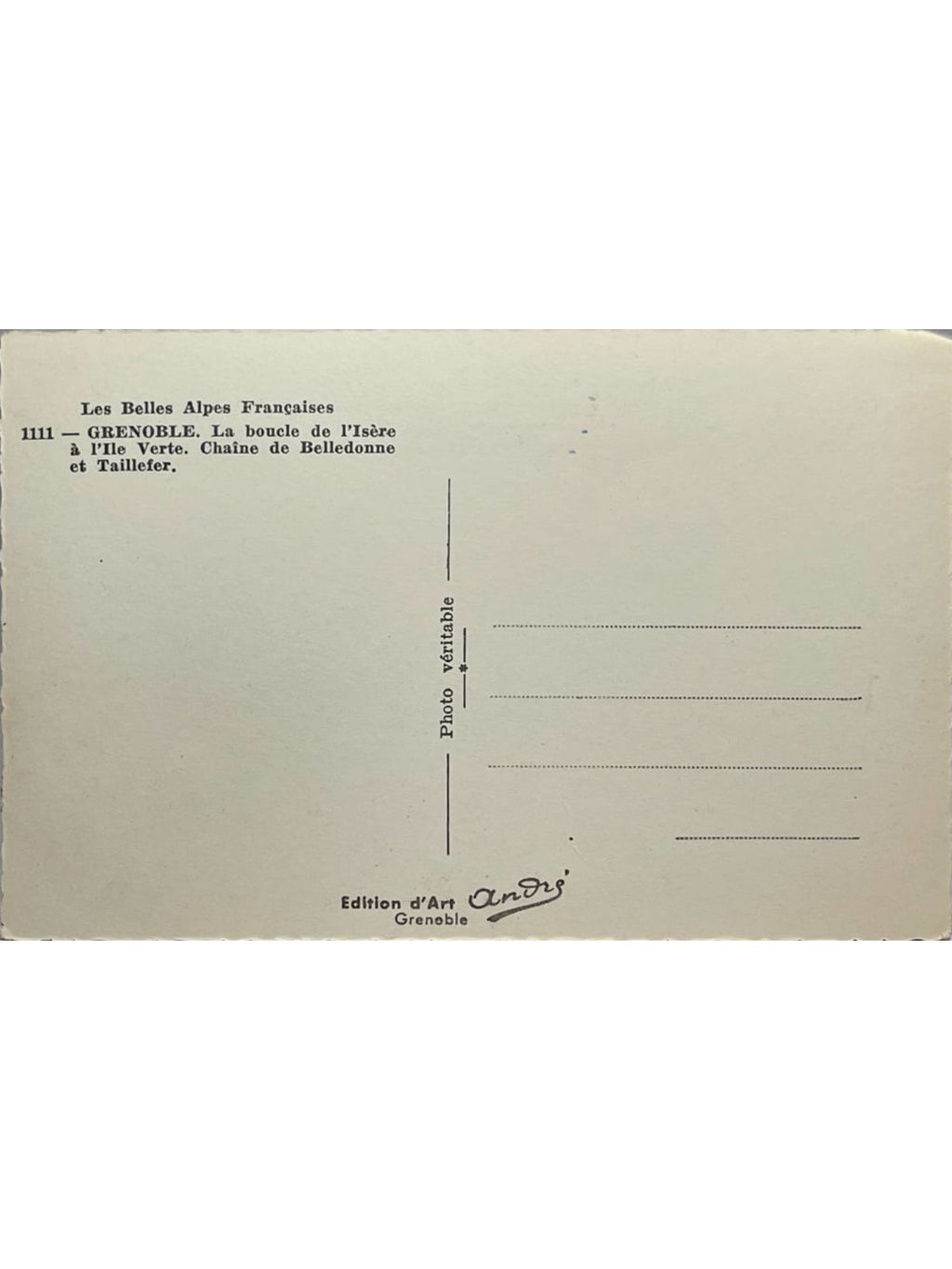 Verso de la carte postale