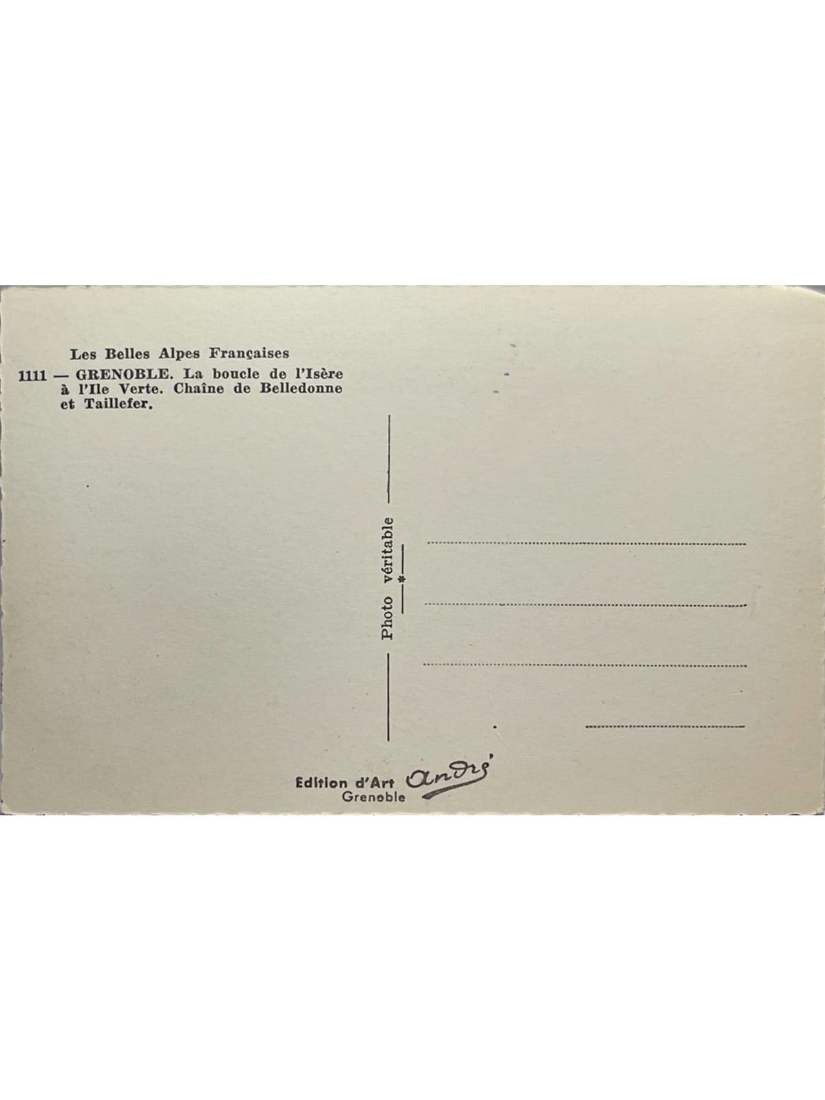 Verso de la carte postale