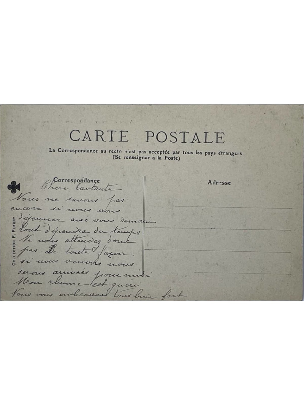 Verso de la carte postale