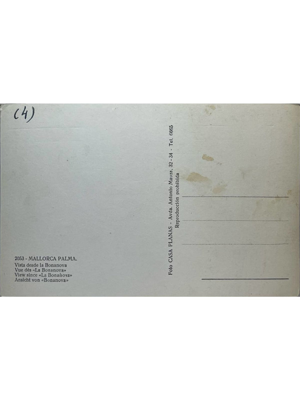 Verso de la carte postale