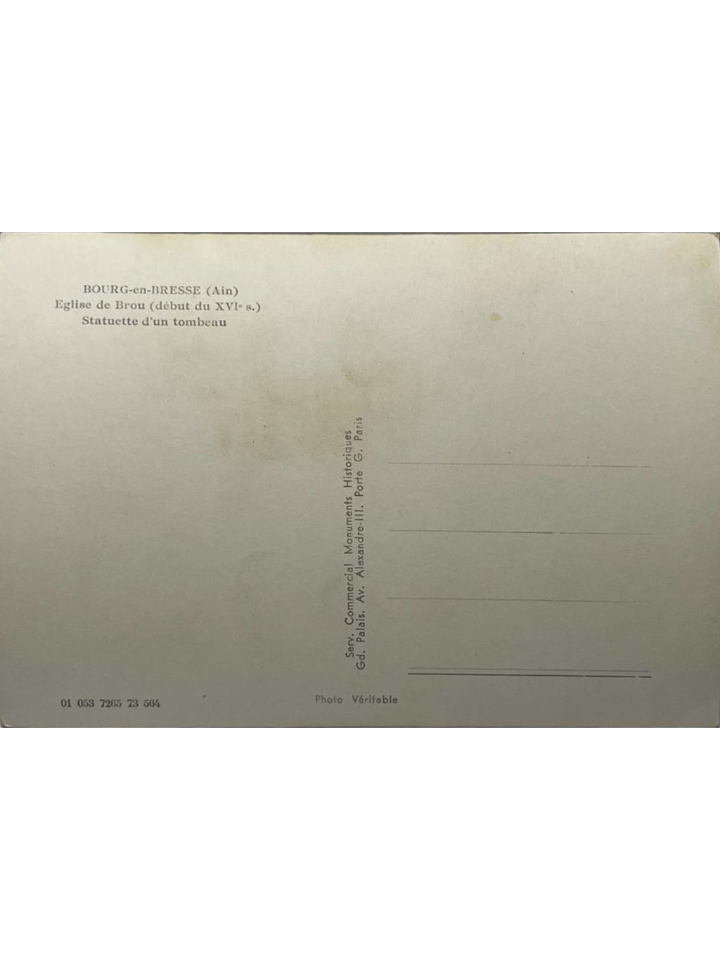 Verso de la carte postale
