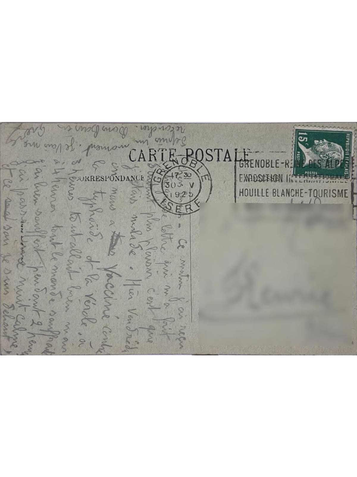 Verso de la carte postale
