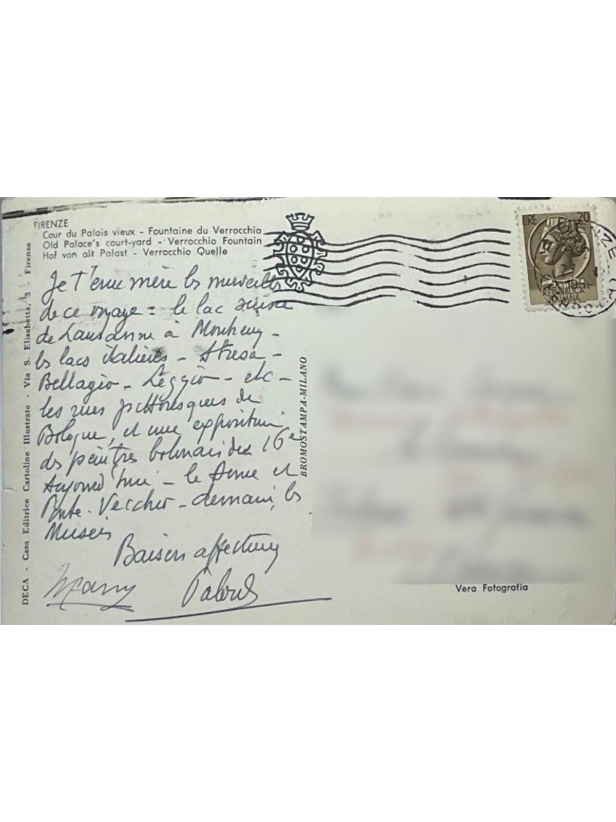 Verso de la carte postale
