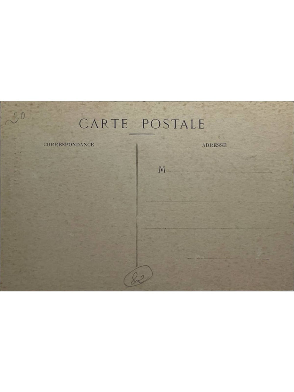 Verso de la carte postale