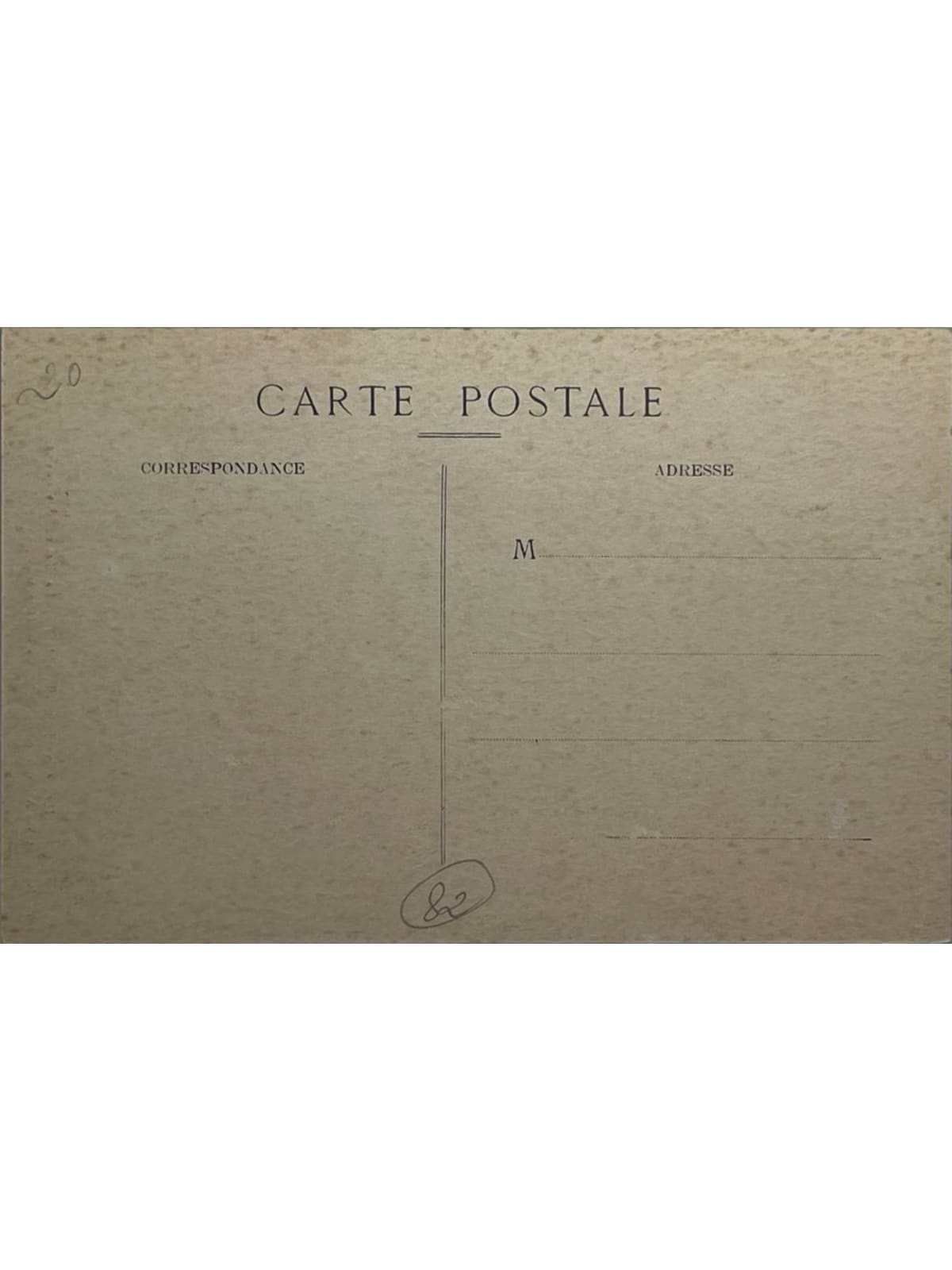 Verso de la carte postale